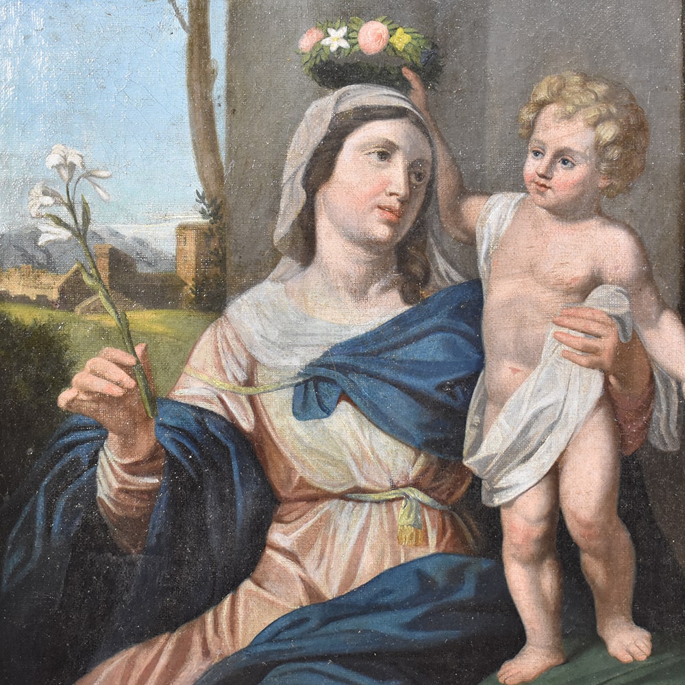 a1QREL400 antique painting christian painting on canvas madonna and jesus child XIX.jpg